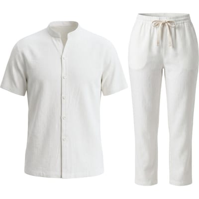 Zomerset Heren - Zomerbroek Heren - Shirt en Lange Broek - Twinsets - C211 - Wit