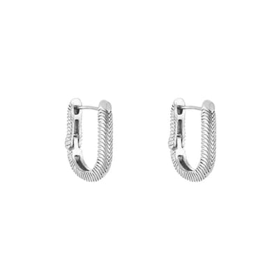 Bijoutheek oorring ovaal hoop bewerkt zilver