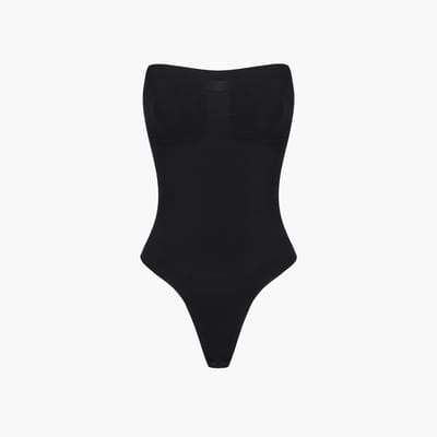 cfab - Strapless corrigerende bodysuit met koord - Zwart - XS - Corrigerende Body - Naadlos - corrigerend ondergoed dames