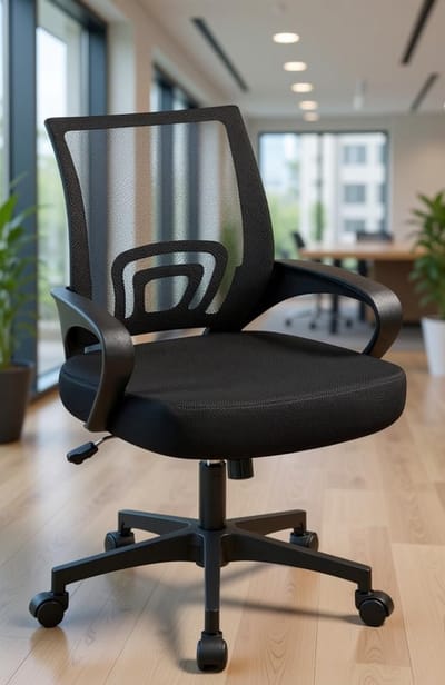 Ergonomische Bureaustoel met Mesh Rugleuning – Verstelbaar, Kantelfunctie, Armleuningen, Comfortabele Kantoorstoel voor Thuis & Werkplek – Zwart – House&Garden