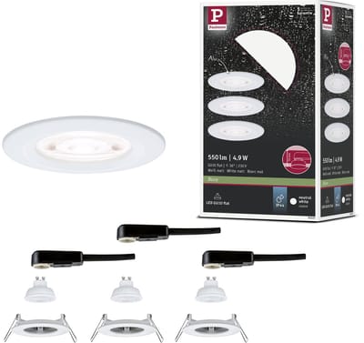 LED-inbouwlamp Nova GU10 Flat stijf IP44 3x4,9W 3x550lm 230V 4000K Wit mat