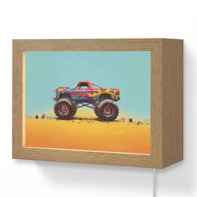 Wandlamp 20x15 cm - Oplaadbaar - Monstertruck - Graffiti - Jongens - Auto - Wandlampen binnen woonkamer - Slaapkamer lamp met kabel - Decoratieve nachtlamp - Vloerlamp snoer