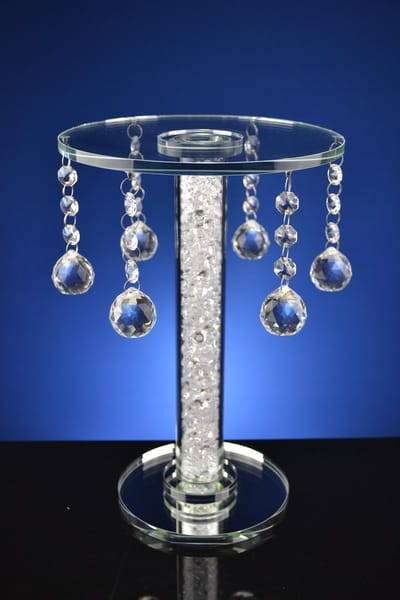 Decoratief Beeld - Kristallen Tafeltje Rond Met Pegels - Kristal - Nee - 20 X 20 Cm