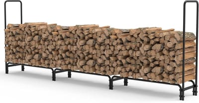 unho Firewood Rack Outdoor Wood Garden 345 x 117 x 35 cm Storage Log Storage Load 408 kg Greenhouse XXL Wood Holder Indoor Metal Rack for Firewood