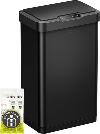 Sensor Prullenbak 50 Liter – Contactloos met Bewegingssensor, Softclose Deksel en Anti-vingerafdruk – Mat Zwart RVS