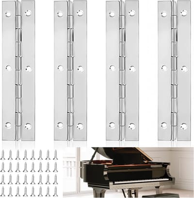 RVS Piano Tape van 12 cm met 32 Schroeven, Ideaal voor Kastdeuren en Meubelverbindingen