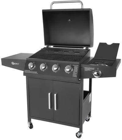 GEKO Gasbarbecue - 5 branders - krachtige 15kW - veelzijdig grillen - mobiel en stabiel