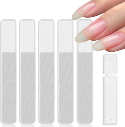 Glazen Nagelvijlen - Kristallen Vijlen - Nagels Vormgeven - Dubbelzijdig Ontwerp - 5 Stuks - Transparant