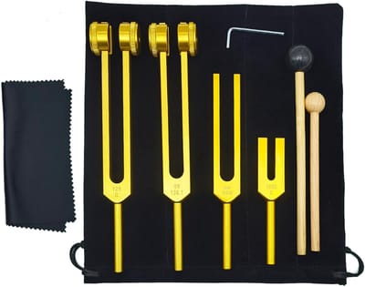 Stemvork Set - Geluidsinstrumenten Tuning - Meditatie Ontspanning - Therapeutische Trillingen - 215 cm - Goud