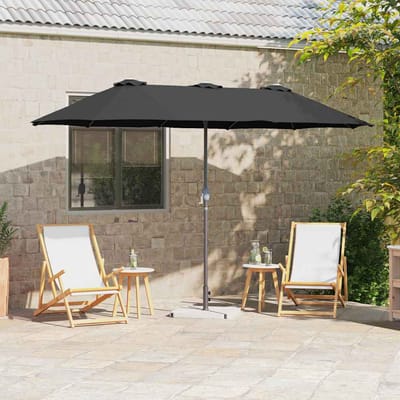 vidaXL - Tuinparasol - 370 - x - 197 - x - 239 - cm - Polyester - en - Aluminium - Zwart