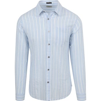 Dstrezzed Overhemd Clay Seersucker Blauw Streep - Maat M - Heren - Overhemden Casual
