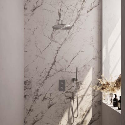 Brauer Brushed Carving Thermostatische Regendoucheset Inbouw - Hoofddouche 30 cm - Gebogen Wandarm - 3 Weg - Handdouche Staaf - Doucheslang - Wandaansluitbocht - Rvs
