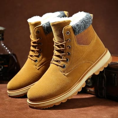 Nieuwe heren sneeuwlaarzen warme bont winterschoenen heren winter Martin laarzen schoenen heren plus size enkellaarsjes heren sneakers A869 8 brown