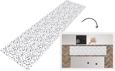 Keukenloper - Loper keuken - Muzieknoten - Patronen - Muziek - 200x50 cm - Keukenloper vinyl
