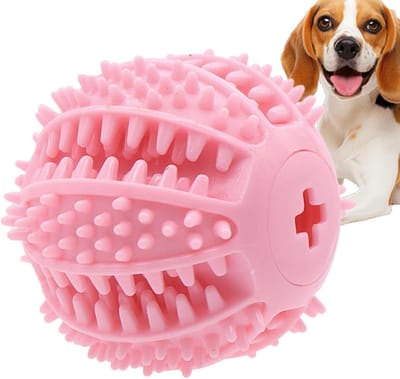Hondensnackbal - Traktatiebal Hondenspeelgoed - Interactief Spelen - Bevordert Tandhygiëne - 6.7 cm - Roze