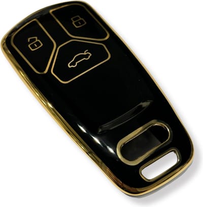 Sleutelcover voor Audi, Sleutelhoesje, Key Case for Audi, Autosleutel Hoesje Geschikt Voor Audi, A1, A3, A4, A5, Q3, Q5, Q7, TT 2015+, Zwart - Goud