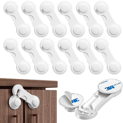 carmdering - Kindersloten - Babysloten - Push-To-Open Ontwerp Zonder Boren - 12 Stuks - Voor Kastdeuren En Lades Wit