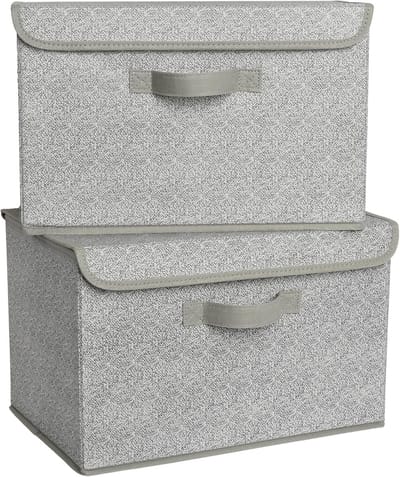SAYS Opbergboxen met deksel groot, stoffen opbergdozen met deksels, stoffen opbergdoos, kledingkast organizer opbergen en organiseren, opbergdozen voor kledingkasten in de slaapkamer - Grijs