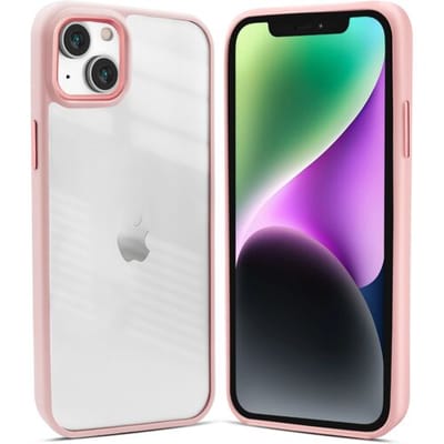 Coverzs telefoonhoesje geschikt voor Apple iPhone 14 Plus solid bumper hoesje - optimale bescherming - mat - transparant / roze