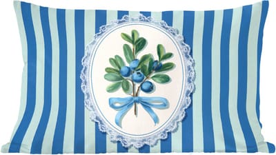 Sierkussens - Kussentjes Woonkamer - 60x40 cm - Illustratie - Bessen - Blauw - Strepen