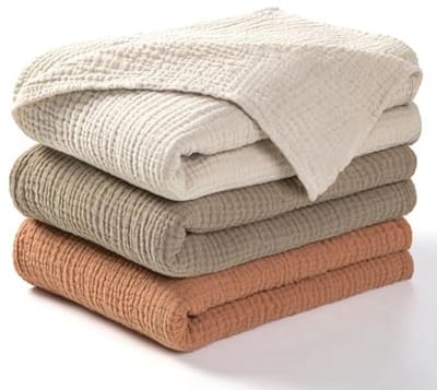 Ademend Muslin Swaddle Deken - 3 Pak - Voor Jongens en Meisjes - Olijfgroen