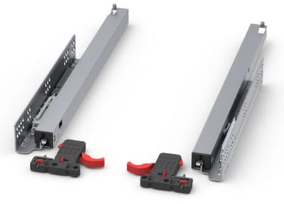 SOTECH 1 paar Smart Slide volledig uitschuifbare geleiders UV4-40-K2D-L600-SC voor houten laden, 40 kg, 600 mm, met soft-close en koppelingen