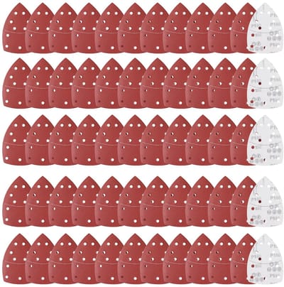 Dailygoods- Schuurpapier Set 60 Stuks - Schuurpapier Driehoek 152 x 105 mm - Korrelgrootte 180 - Aluminiumoxide - 11 Gaten - Lange Levensduur - Schuurpads