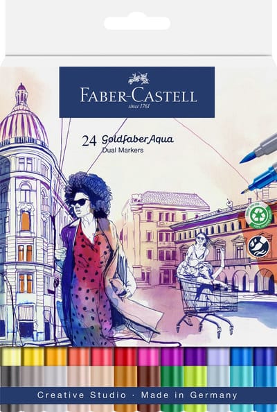 Faber-Castell - Duo aquarel marker - Goldfaber - etui 24 stuks - brush / 0,6mm - FC-164624