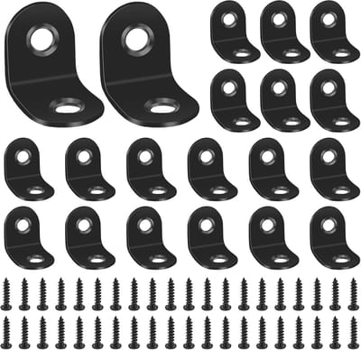 Hoekverbinders - L-beugels - Meubelmontage - Roestvrij staal - 20x20 mm - zwart