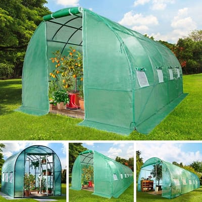Kasfolie met fundering - Kweekkas roosterfolie - Planten kweken - Zware kwaliteit 175g/m² - 300x600cm - groen