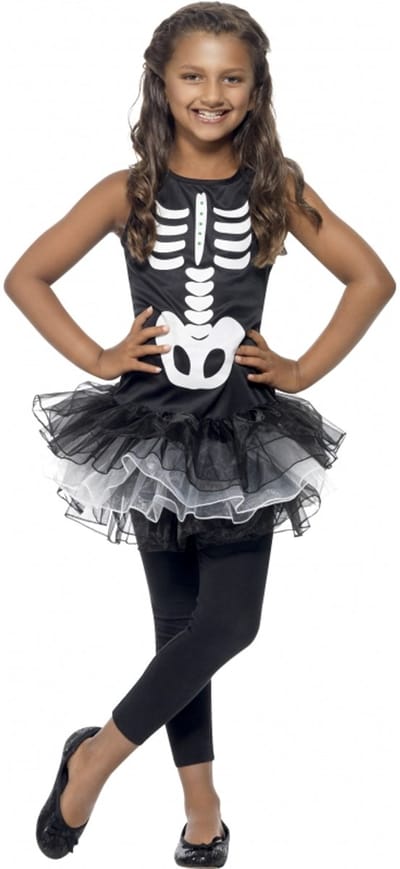 "Halloween kostuum voor meisjes skelet met zwarte tutu - Kinderkostuums - 104-116"