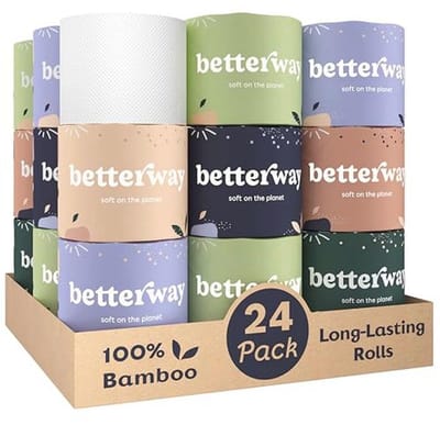 Duurzaam 3-laags bamboe toiletpapier - 24 dubbele rollen & 360 vellen per rol - Biologisch en Plasticvrij - FSC-gecertificeerd