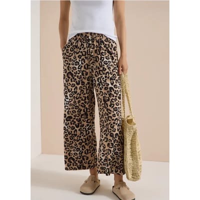 7/8 High Waist broek met Wide Leg en leoprint