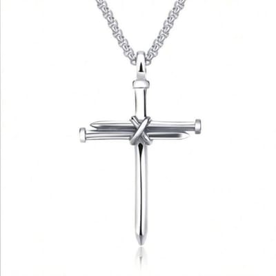 Ketting met kruisje spijker zilverkleur