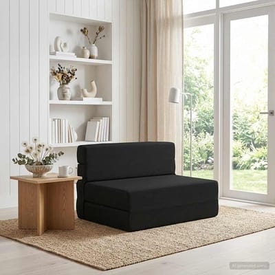 vidaXL - Vouwbare - Sofa - Bed - Zwart - 70 - x - 80 - x - 60 - cm - Stof