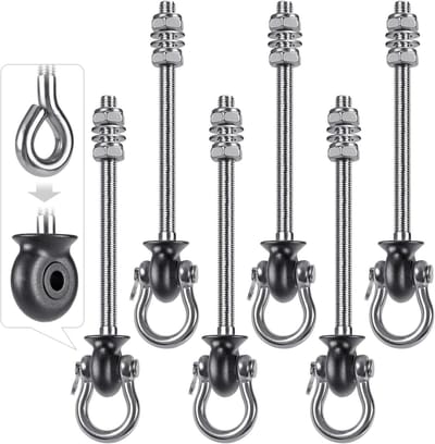 6 Stuks Swing Hanger Set, 245mm Zware Hammock Haak M8 voor Hangstoel, Yogatoestel en Aerial Hoop, Tot 1500lbs Draagkracht