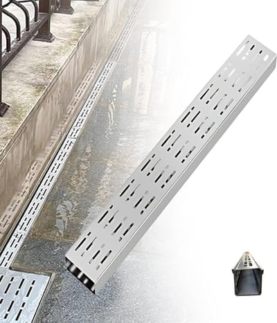 Roestvrijstalen Sleufgoot - Lineaire Drainage - Waterafvoer Tuin - Sterk Draagvermogen - 100 cm Lengte - Zilver