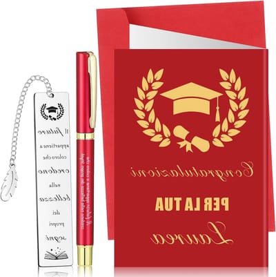 Afgestudeerden cadeaus met een metalen kaart, een boekenlegger en motiverende spreuken voor leraren en vriendinnen, perfect voor een afstudeerfeest