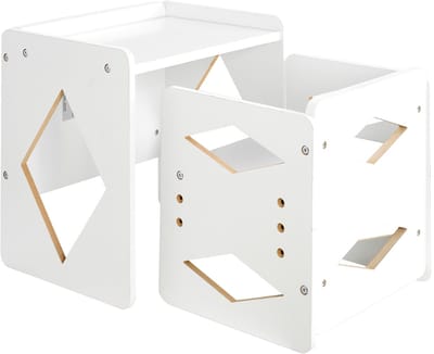 Montessori-ontwenningsset met tafel en stoel, in hoogte verstelbare houten set voor peuters van 1-5 jaar, kinderactiviteitentafel om te lezen, eten en spelen, wit