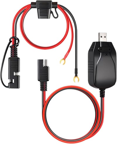 Motorlader Accu - Onderhoudslader Druppellader - Voertuig Accu Onderhoud - USB Stroomuitgang - 12 Volt - Zwart