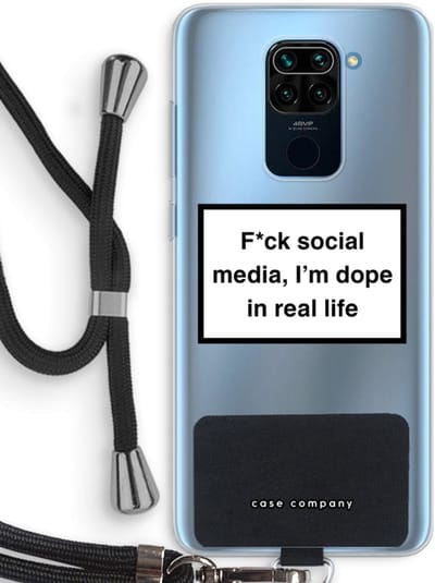 Case Company® - Hoesje met koord geschikt voor Xiaomi Redmi Note 9 hoesje met Koord - I'm dope - Telefoonhoesje met Zwart Koord - Bescherming aan alle Kanten en Over de Schermrand