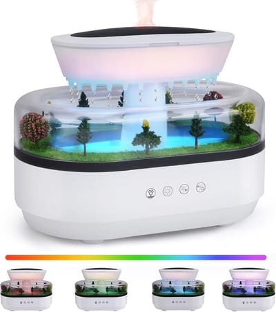 Luchtbevochtiger Aromadiffuser - Regendruppel Diffuser - Ontspannende Sfeer Creëren - Met Muziekfunctie - 250 ml - Wit