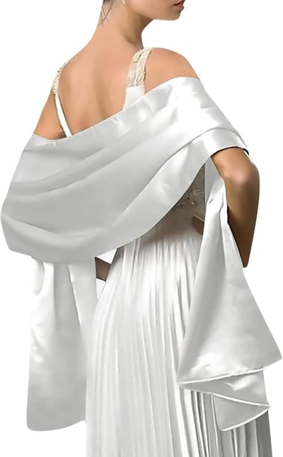 Avond Sjaal - Chiffon Sjaal - Feestelijke Gelegenheid - Zijaachtig Gevoel - 180 x 50 cm - Wit