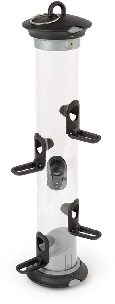 Wildlife Voedersilo voor Tuinvogels – Voedersilo voor Kleine Vogels – Hangend Vogelvoederhuisje – Apollo-Serie - Gepoedercoat Metaal Grafietgrijs - Click & Go Systeem