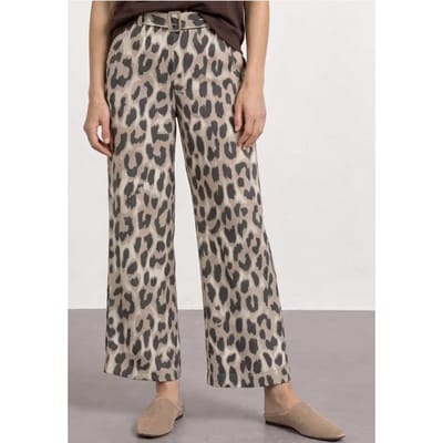 Wide Legs broek met riem en leoprint