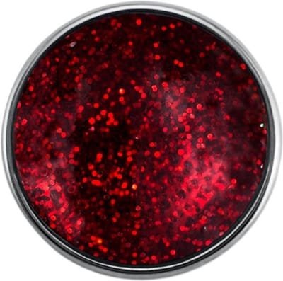Quiges - Dames Click Button Drukknoop 18mm Space Glitter Rood - EBCM010