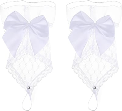 Vingerloze Korte Boog Thee Handschoenen van Bloemen Mesh voor Bruiloft, Cosplay en Feestjes voor Vrouwen