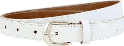 Landley Witte Dames Riem Leer - Rondom Gestikt - Damesriem - Breedte 2,5 cm - Wit - Lengte totaal 100 cm / Riemmaat 85