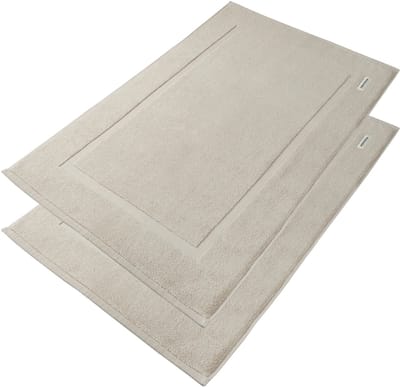 L&G - Badkamermat - Badmat 50 x 80cm - Set van 2 - Beige Badmat - Badmatten - WC Mat - badmat luxe - Badmatten - 1000 gr/m2