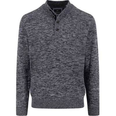 Fynch-Hatton Trui Buttoned Troyer Twisted Mouliné Charcoal / male